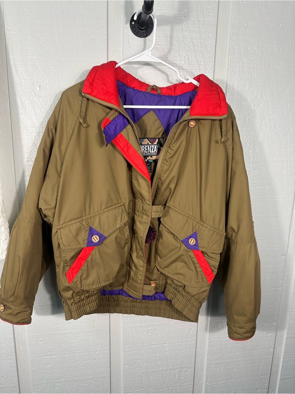 Forenza Vintage Puffer Jacket Olive Green Size Medium EUC